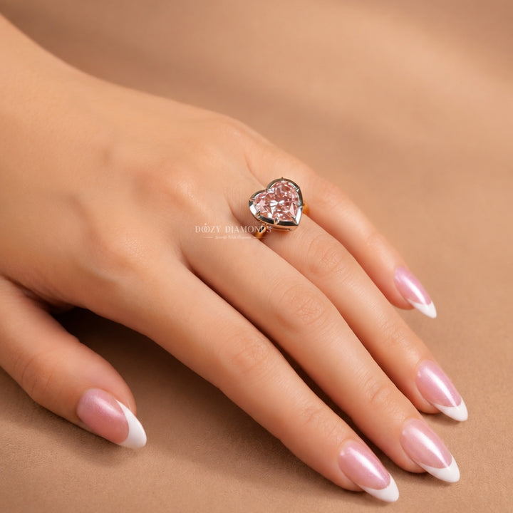 1.50CT Heart Shape Pink Lab Grown Diamond Engagement Ring for Women