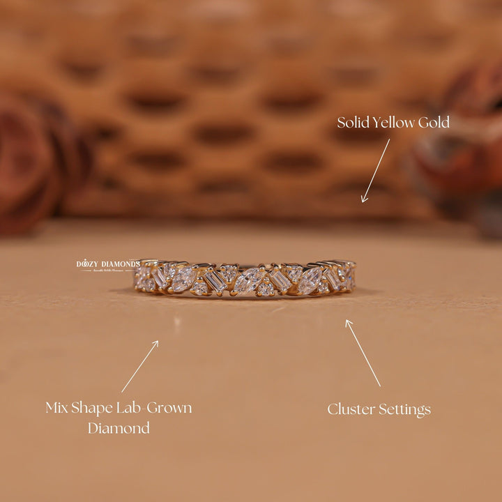 Cluster diamond wedding band in white gold