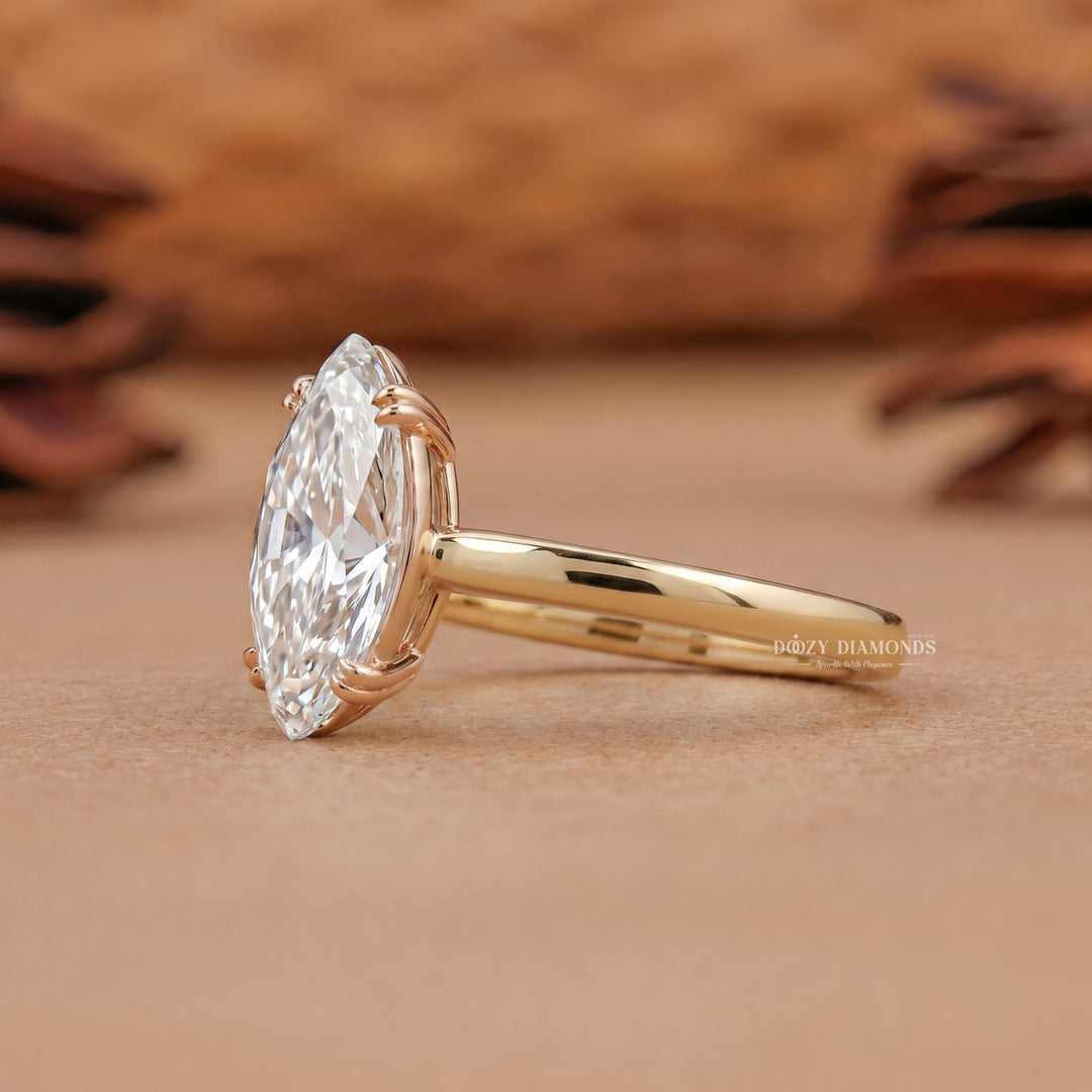 2.0CT Marquise Cut E/VVS2 Solitaire Lab Grown Diamond Engagement Ring
