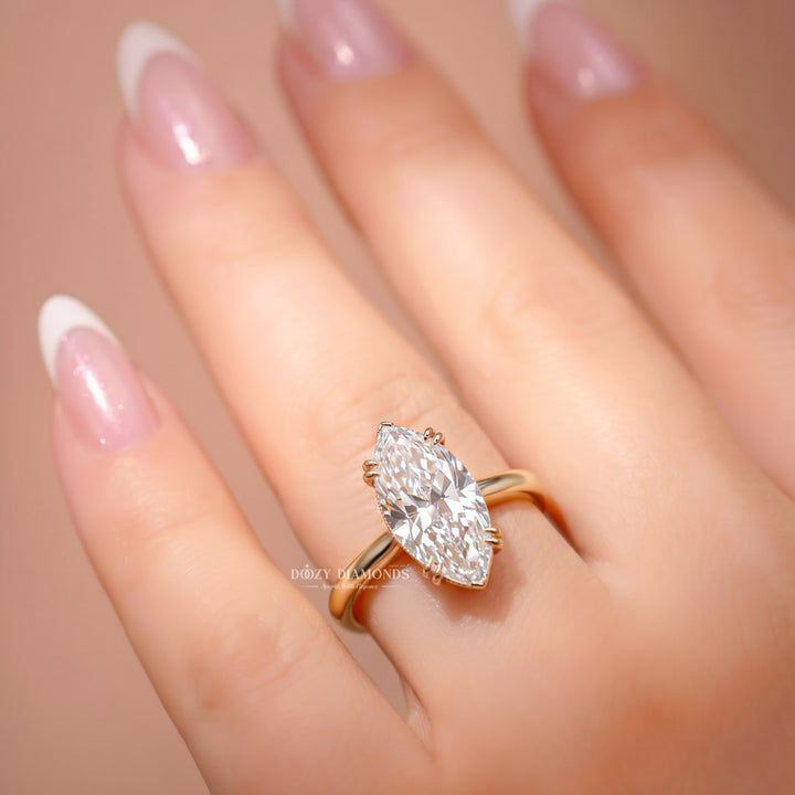 2.0CT Marquise Cut E/VVS2 Solitaire Lab Grown Diamond Engagement Ring