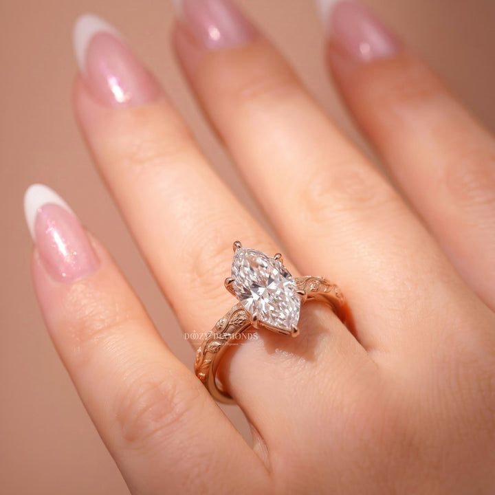 Vintage Inspired 2.50CT Dutch Marquise E/VVS2 Lab Grown Diamond Engagement Ring
