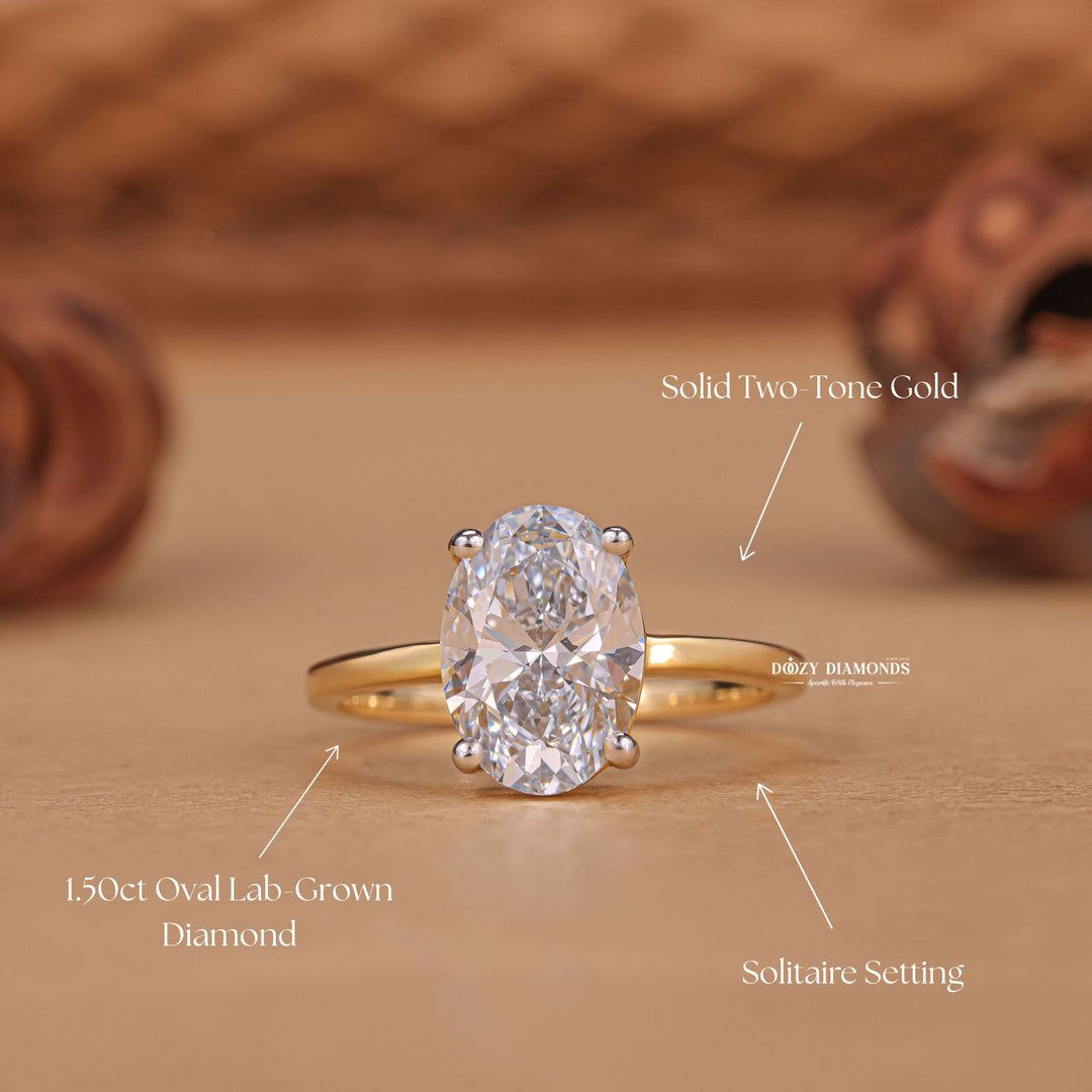 Oval solitaire diamond ring presented in signature gift packaging
