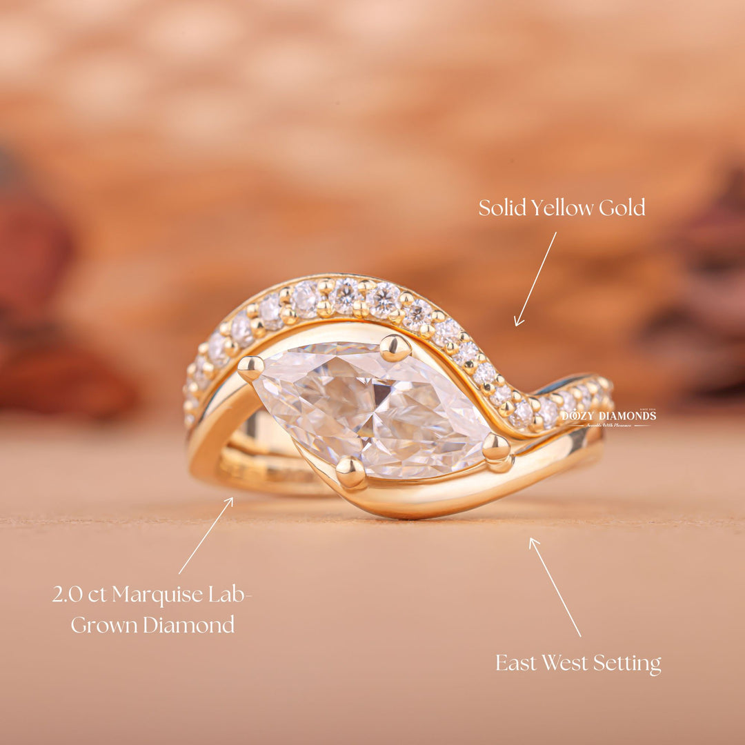 Contemporary bridal ring set, Nature-inspired bridal ring set, Destination bridal ring set, Minimalist bridal ring set, Delicate bridal ring set, Timeless bridal ring set, 