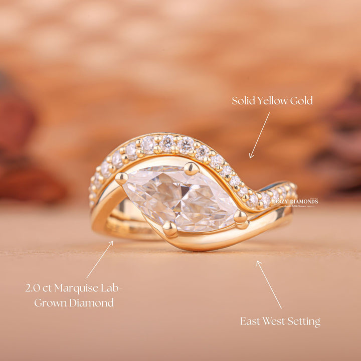 Contemporary bridal ring set, Nature-inspired bridal ring set, Destination bridal ring set, Minimalist bridal ring set, Delicate bridal ring set, Timeless bridal ring set, 