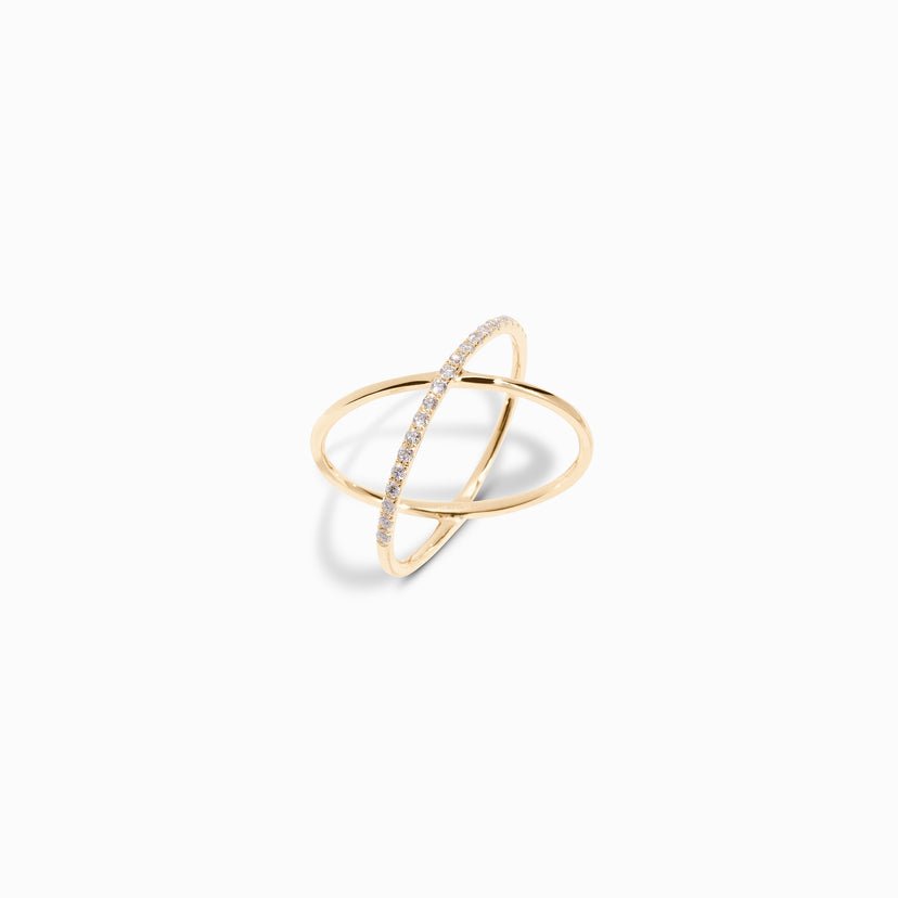 Criss Cross lab grown diamonds Wedding Band in 14K Gold - Doozy Diamonds