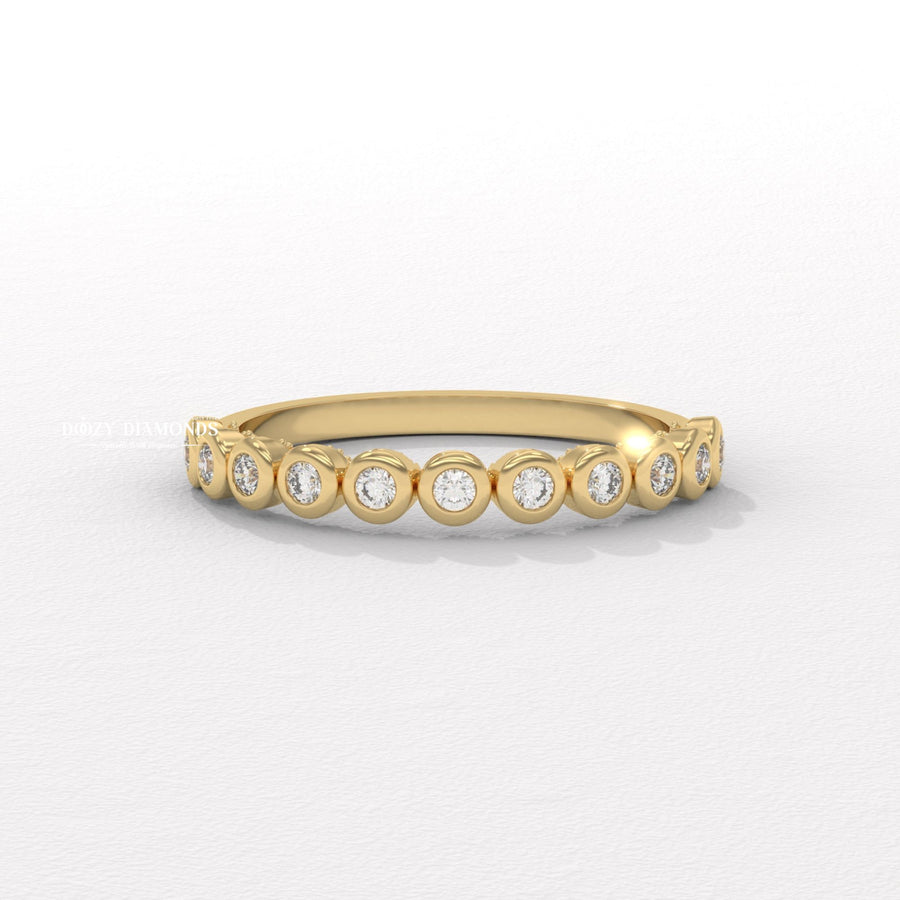 2.0MM Bezel round diamond wedding band front view