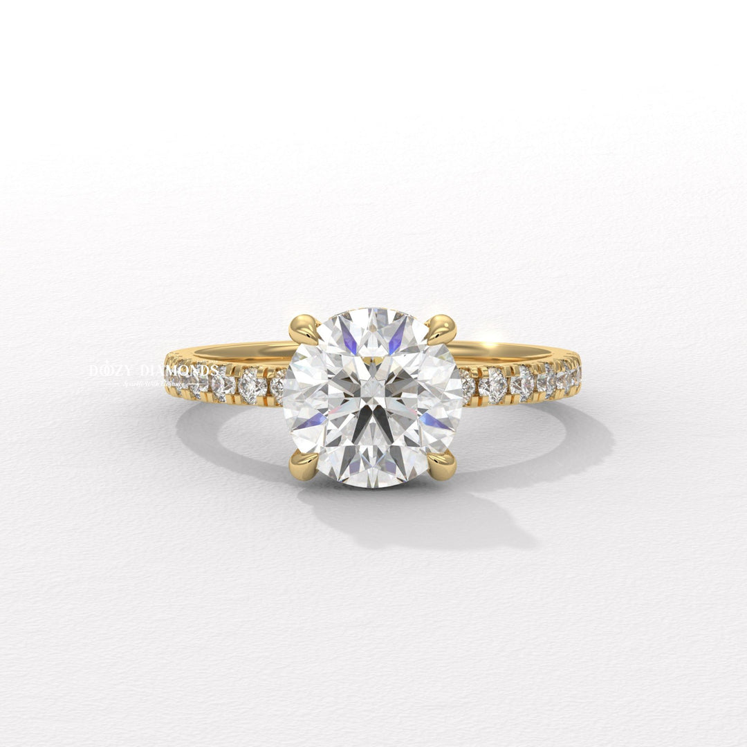 Buy round hidden halo lab grown diamond engagement ring online