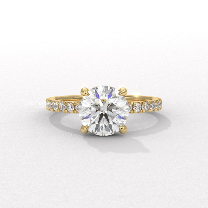 Buy round hidden halo lab grown diamond engagement ring online