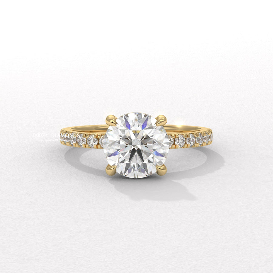 Buy round hidden halo lab grown diamond engagement ring online