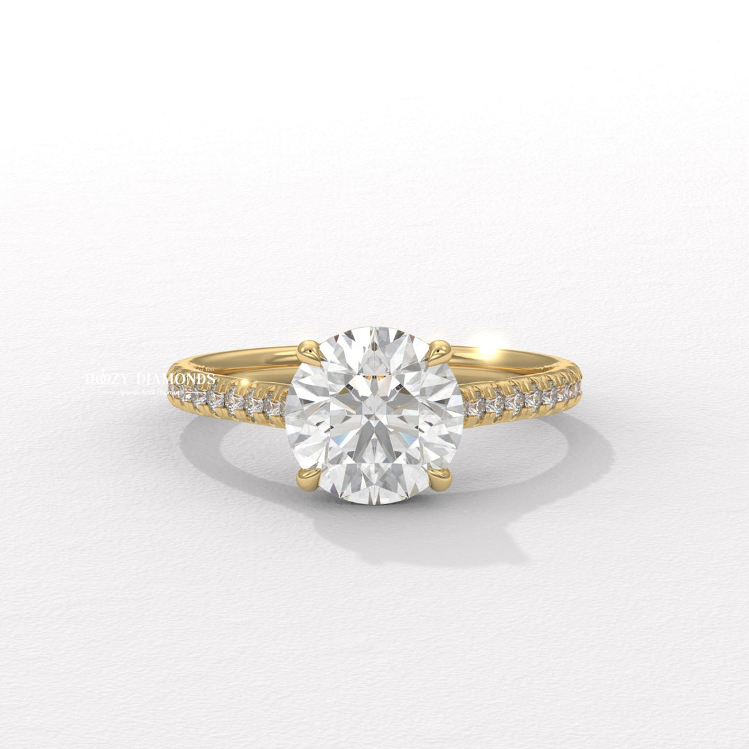 Discover round pave lab grown diamond engagement ring online