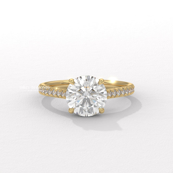 Discover round pave lab grown diamond engagement ring online