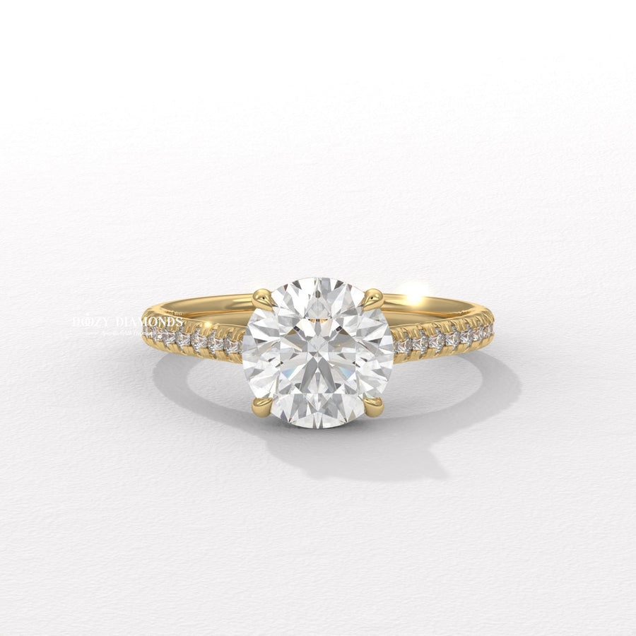 Discover round pave lab grown diamond engagement ring online