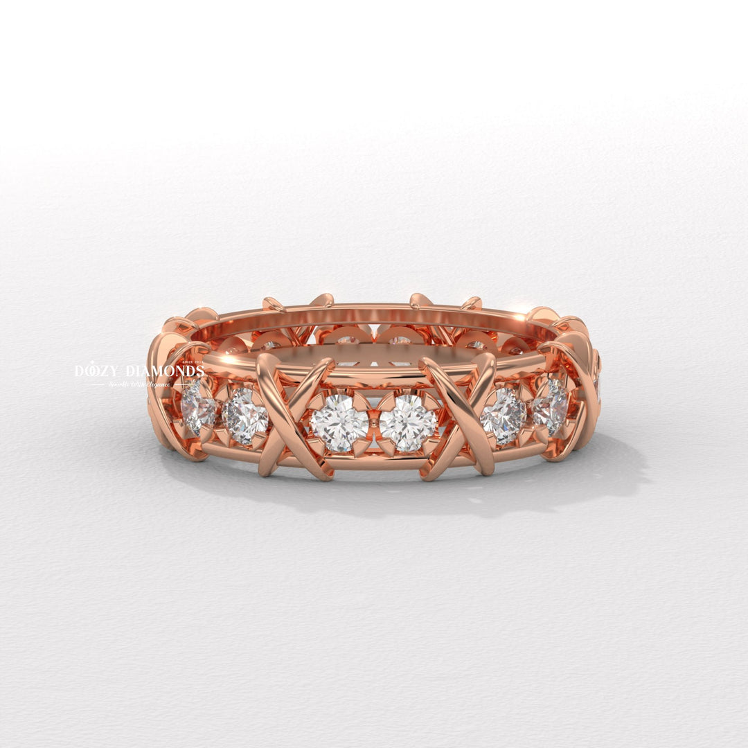 3.50MM Full Eternity Wedding Band - Crossover Unique Stacking Band