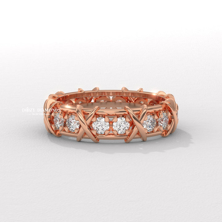 3.50MM Full Eternity Wedding Band - Crossover Unique Stacking Band