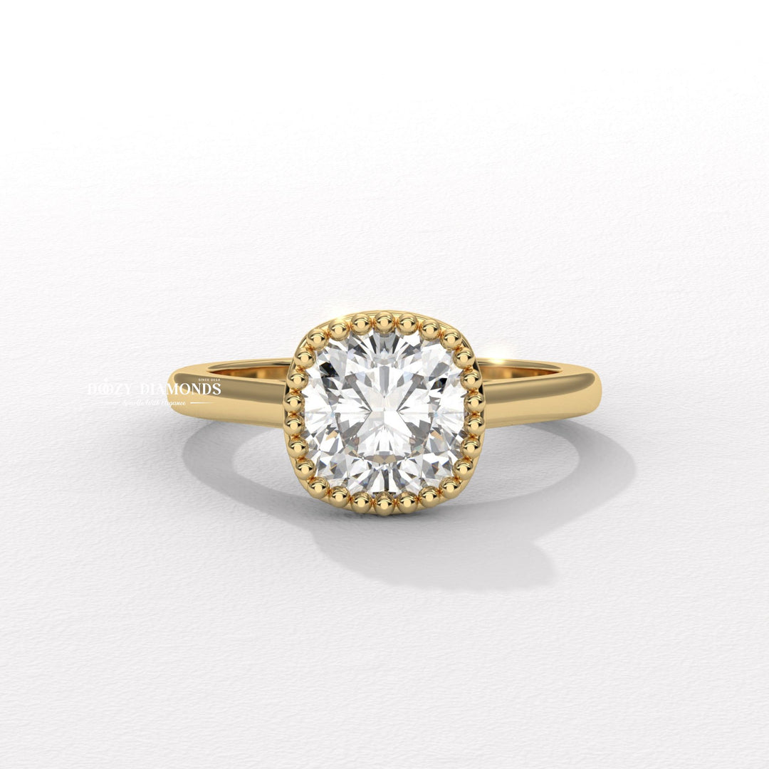 Buy cushion bezel lab grown diamond engagement ring online