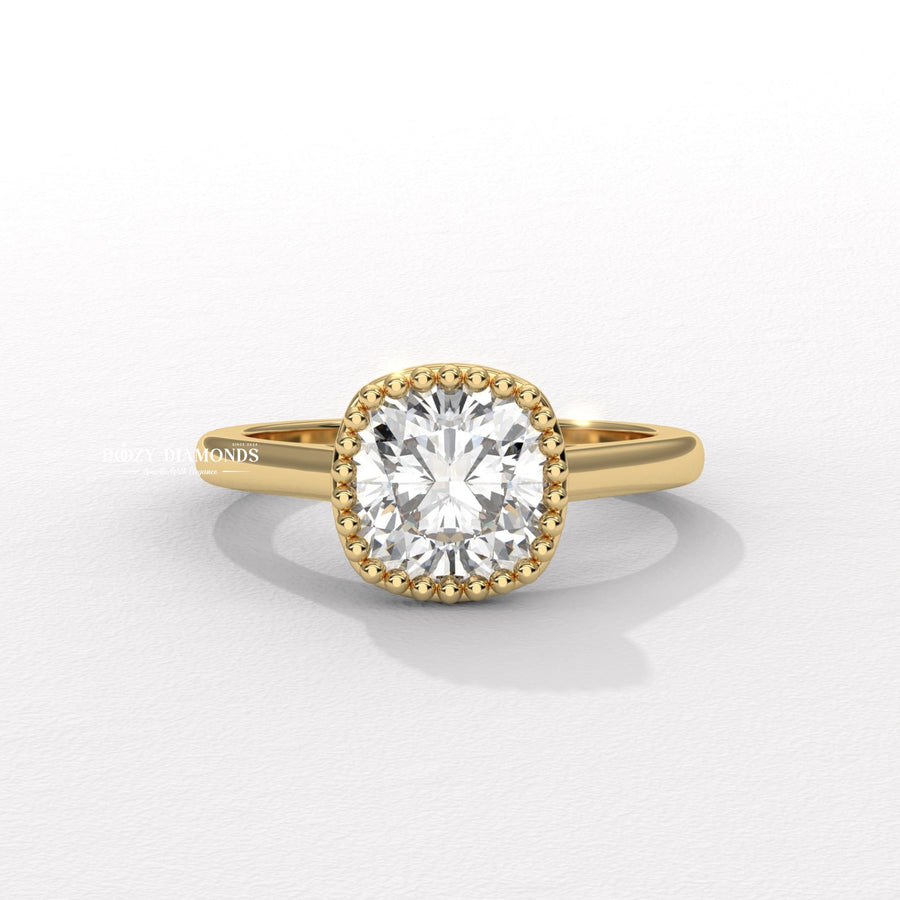 Buy cushion bezel lab grown diamond engagement ring online