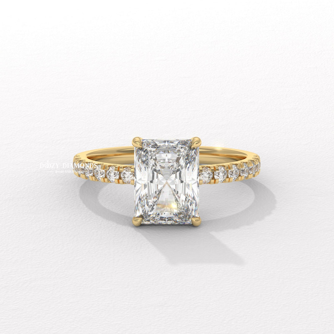 Shop radiant hidden halo lab grown diamond engagement ring