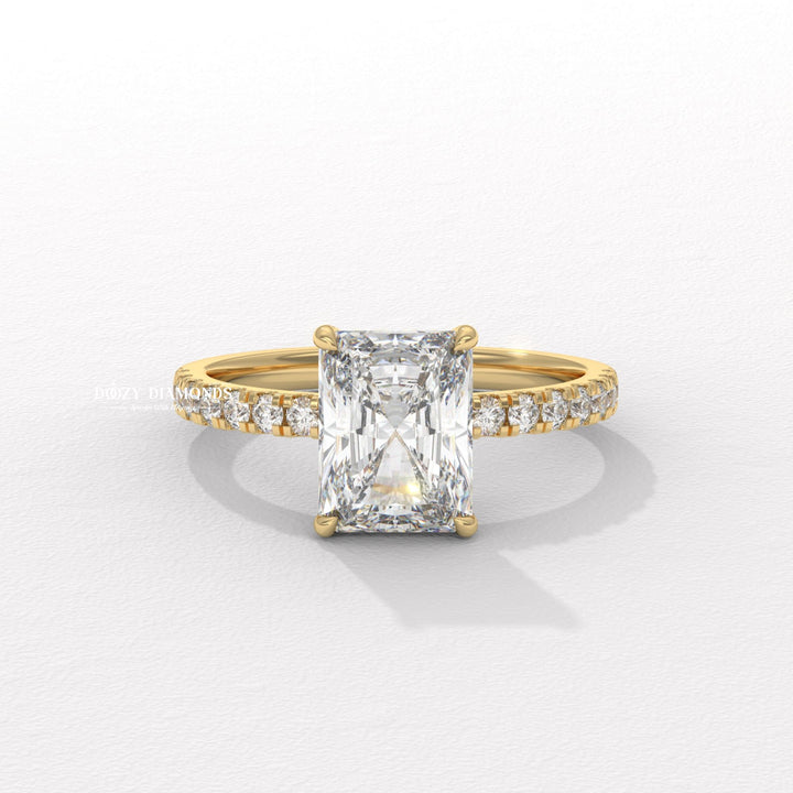 Shop radiant hidden halo lab grown diamond engagement ring