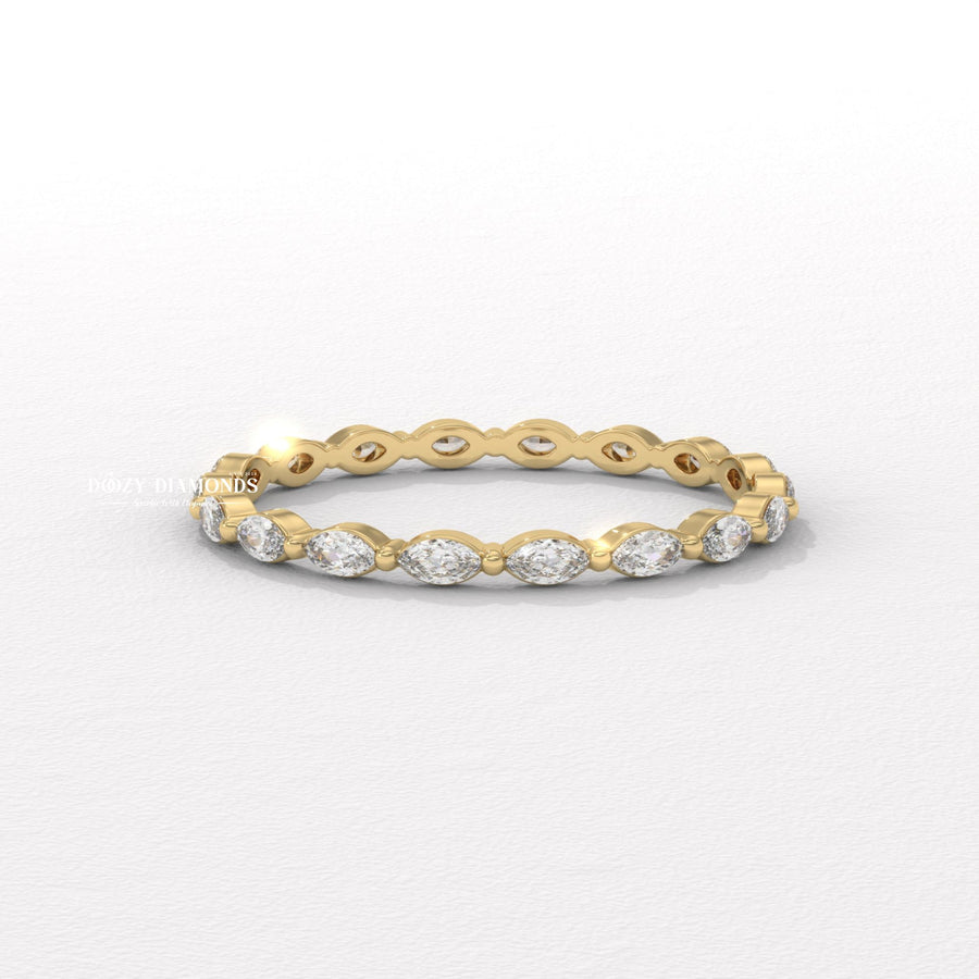 Marquise Full marquise diamond wedding band front view