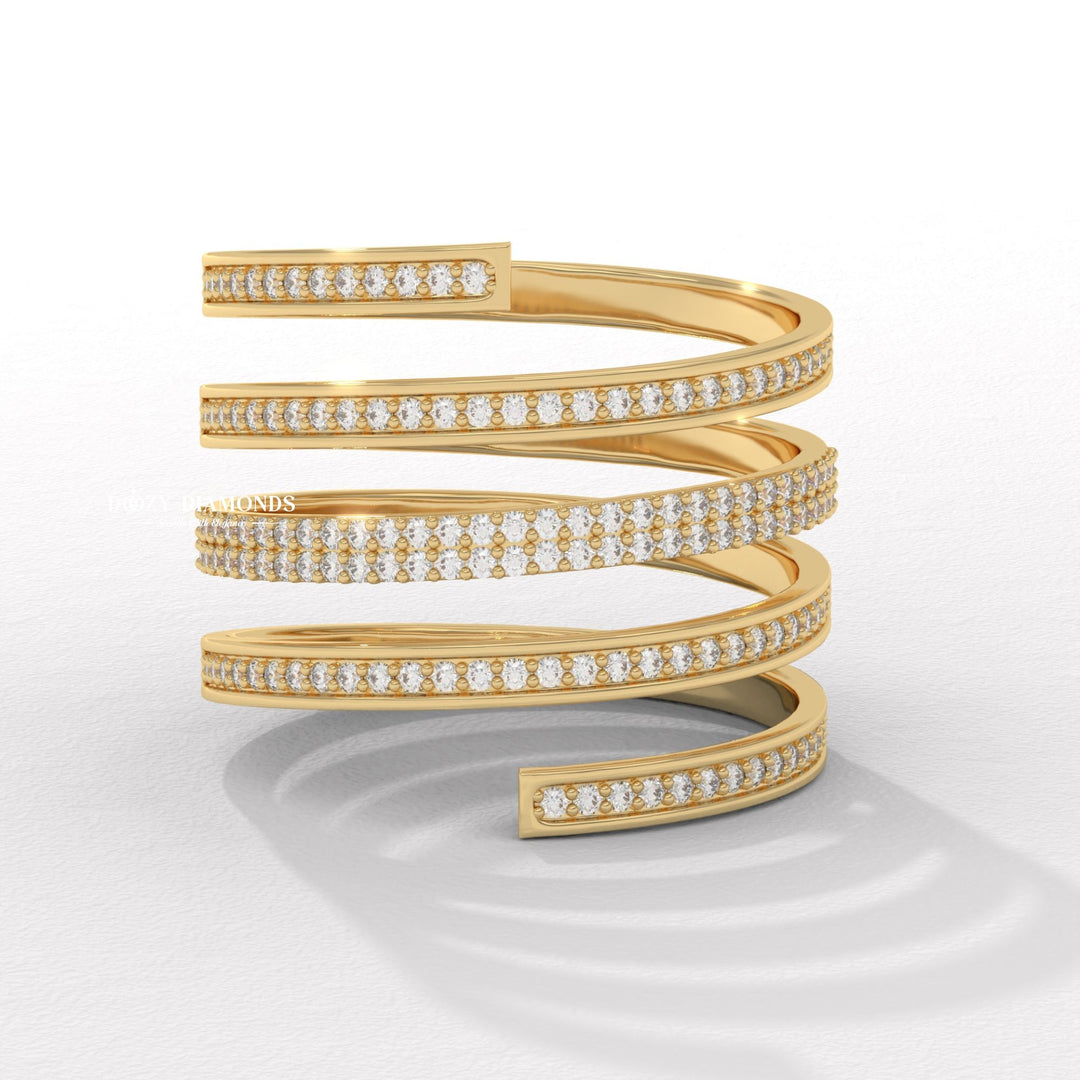 Spring round diamond wedding band front view