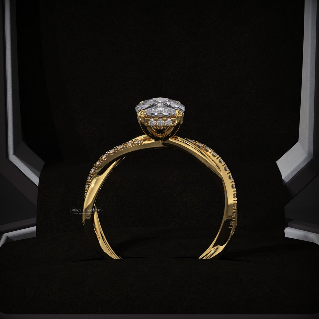 Cushion hidden halo diamond engagement ring available in multiple metals