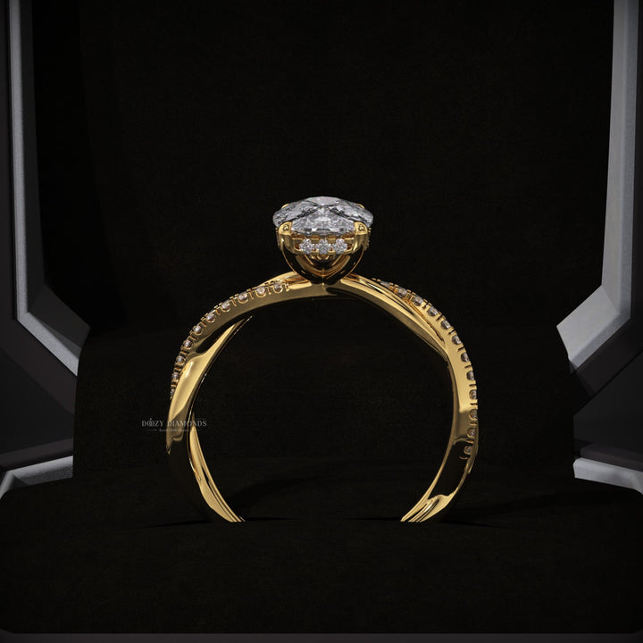 Cushion hidden halo diamond engagement ring available in multiple metals