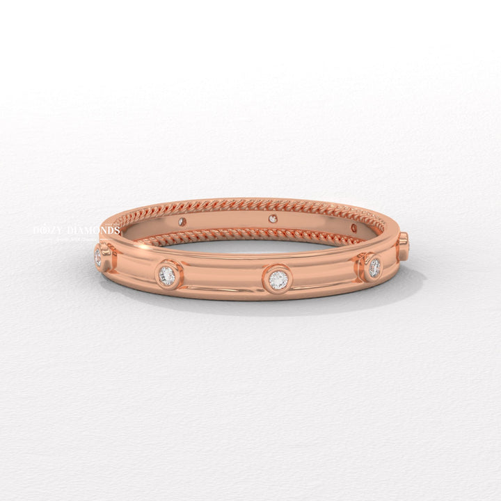 Classic Flush lab grown diamond band worn on hand