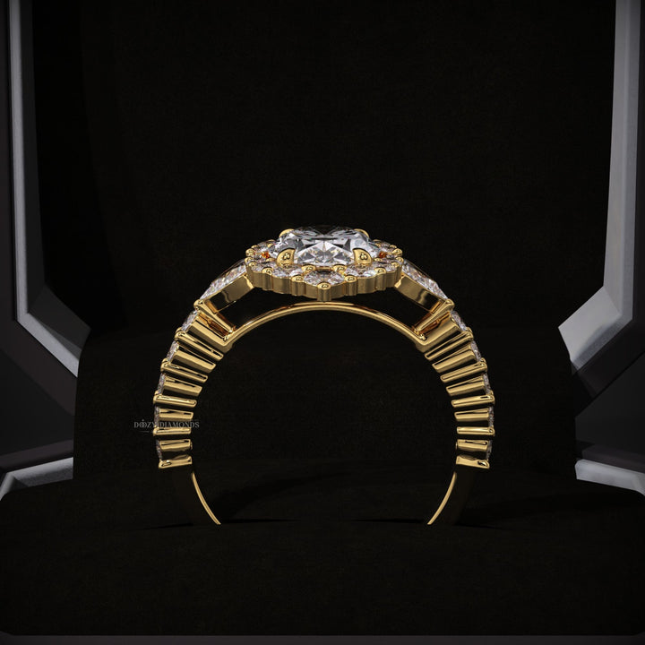 Buy oval cut pave diamond engagement ring with free shipping