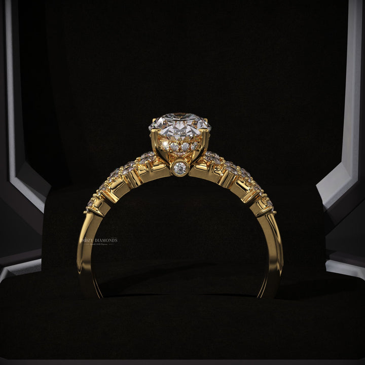 2.50ct Oval Diamond Zig Zag Pave Engagement Ring & Matching Wedding Band