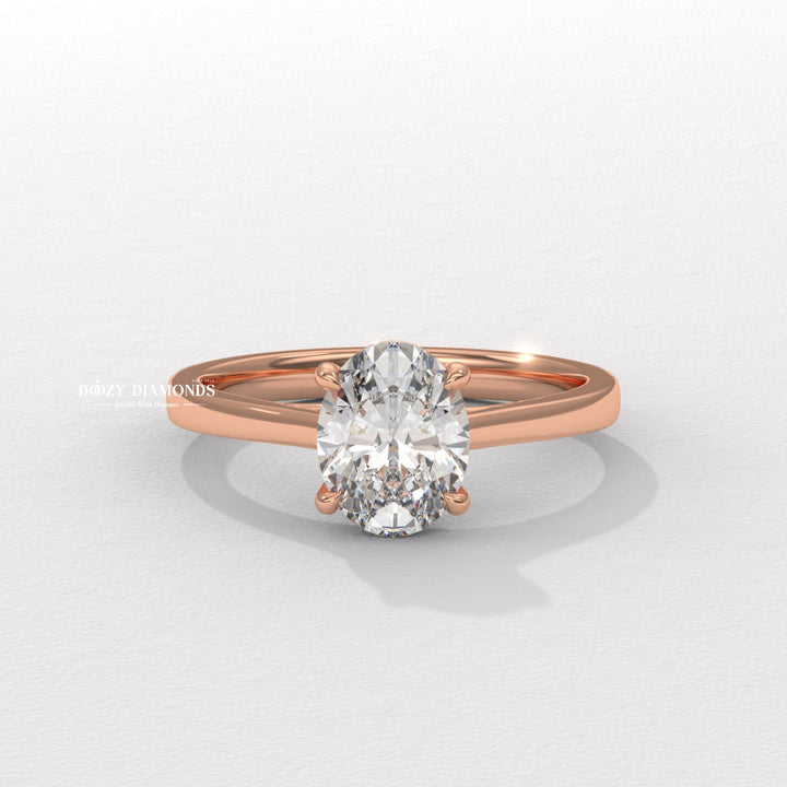 Oval solitaire engagement ring with brilliant diamond sparkle