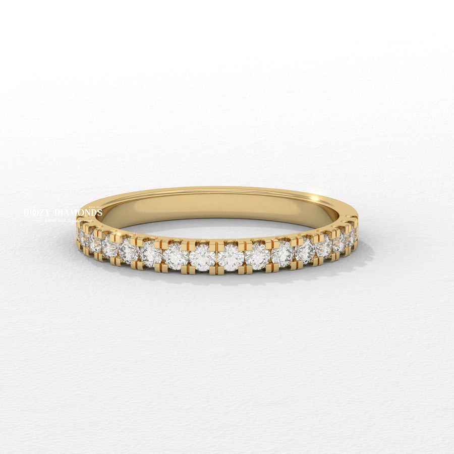 Simple Eternity round diamond wedding band front view