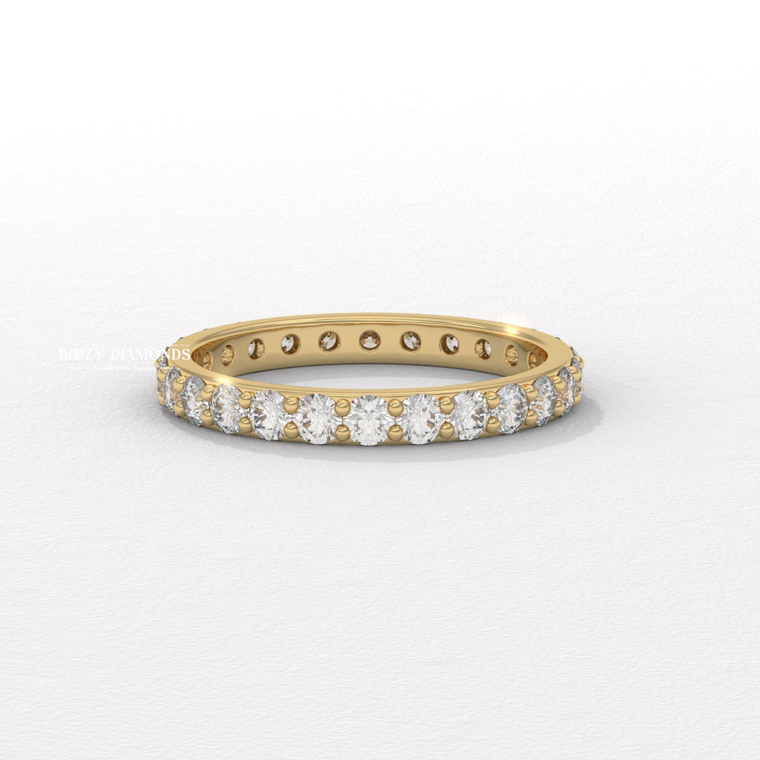 Shared Prong round diamond wedding band front view