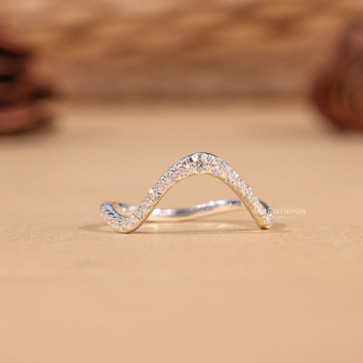 Round round diamond wedding band front view