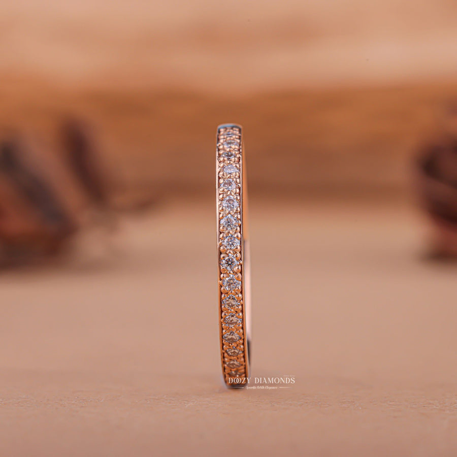 Round round diamond wedding band front view
