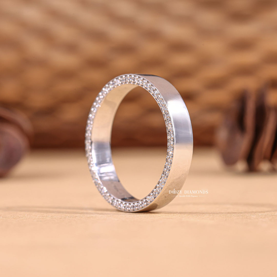 Round round diamond wedding band front view