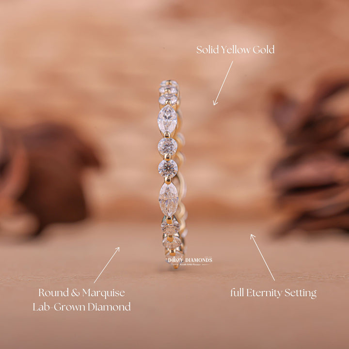 Ethically sourced round marquise diamond eternity band