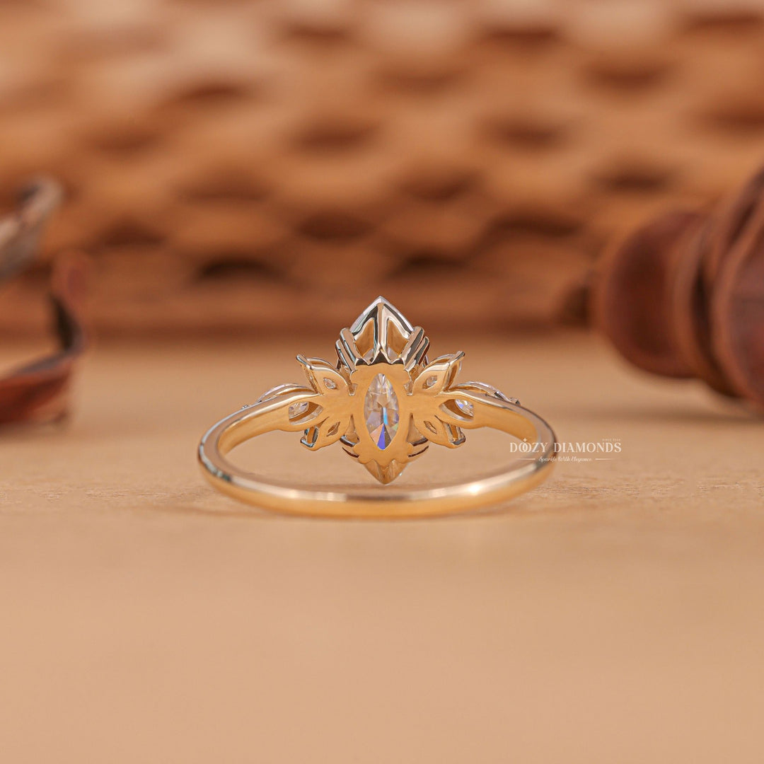 Marquise cut solitaire engagement ring with IGI certified center diamond