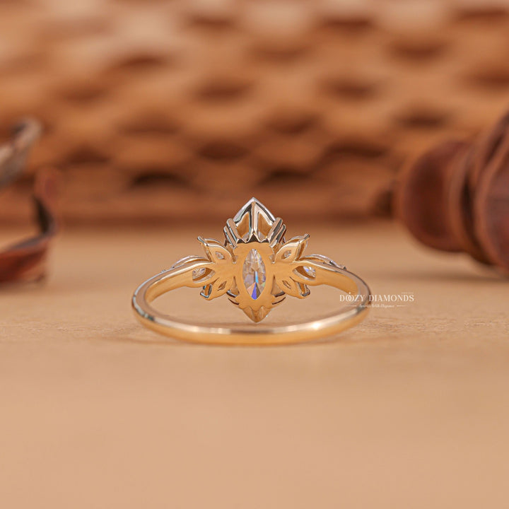 Marquise cut solitaire engagement ring with IGI certified center diamond