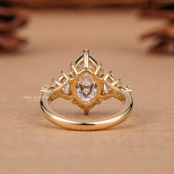 2.50CT Step Cut Marquise Lab Grown Diamond Cluster Unique Engagement Rings