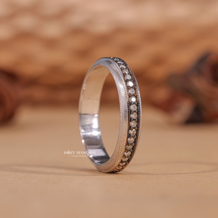 Round round diamond wedding band front view