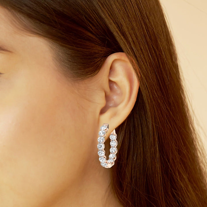 Round Cut FG - VS2 Lab - Grown Diamond Hoops Earrings - Doozy Diamonds