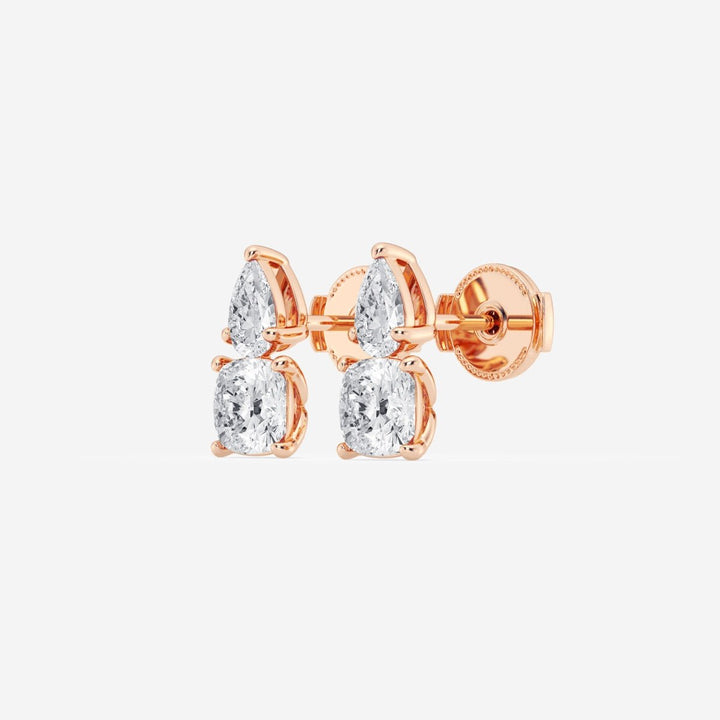Pear & Cushion FG - VS2 Lab - Grown Diamond Two Stone Earrings - Doozy Diamonds