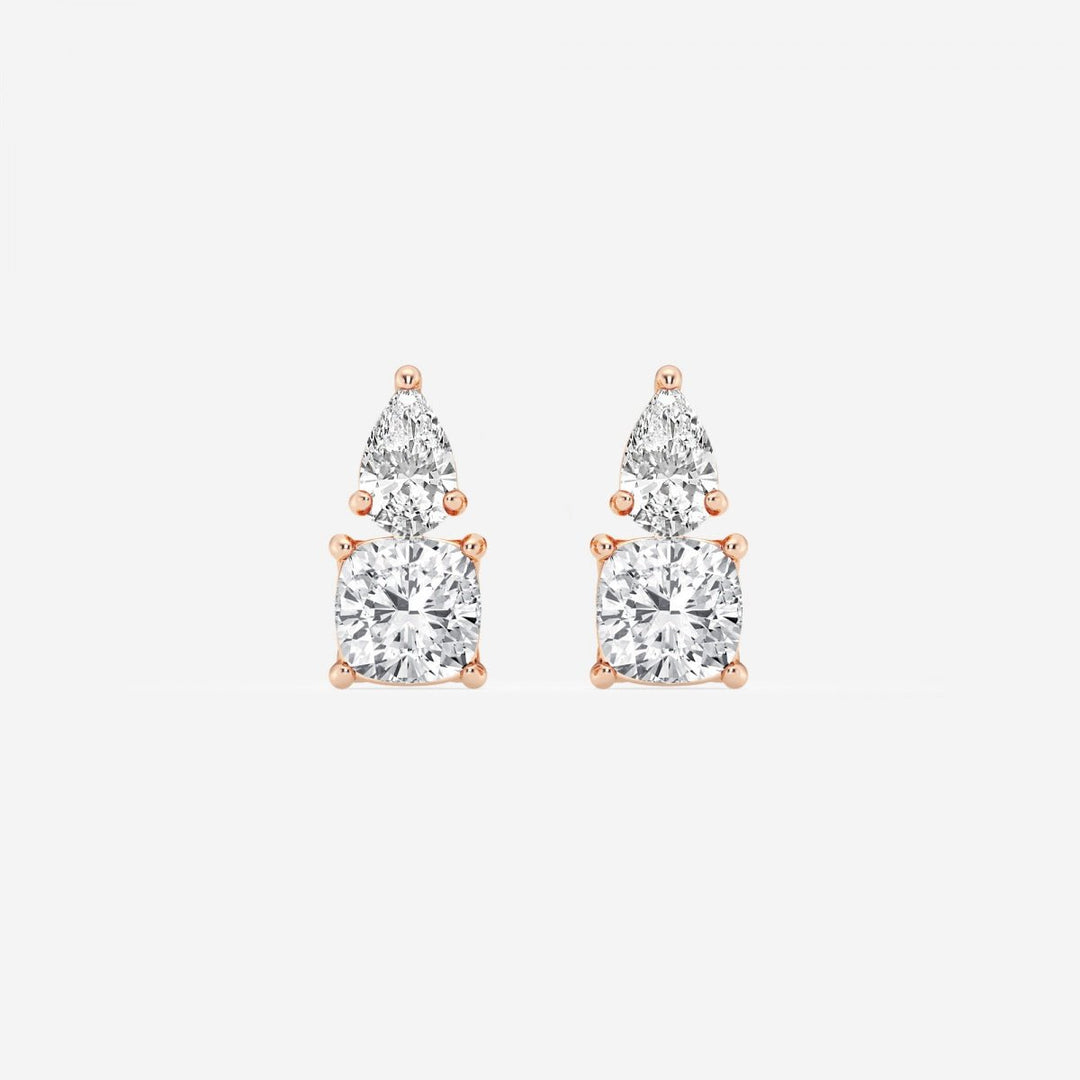 Pear & Cushion FG - VS2 Lab - Grown Diamond Two Stone Earrings - Doozy Diamonds