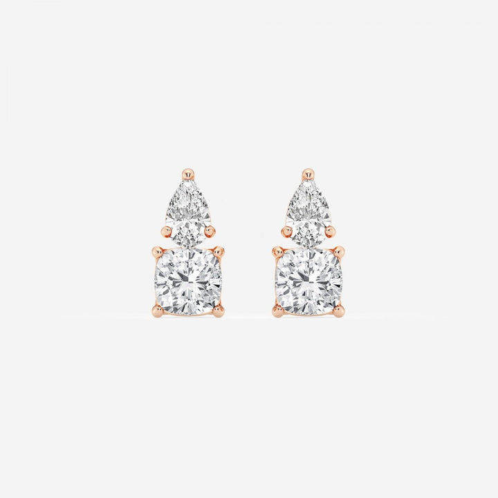 Pear & Cushion FG - VS2 Lab - Grown Diamond Two Stone Earrings - Doozy Diamonds