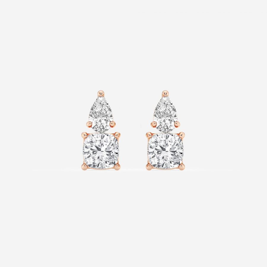 Pear & Cushion FG - VS2 Lab - Grown Diamond Two Stone Earrings - Doozy Diamonds
