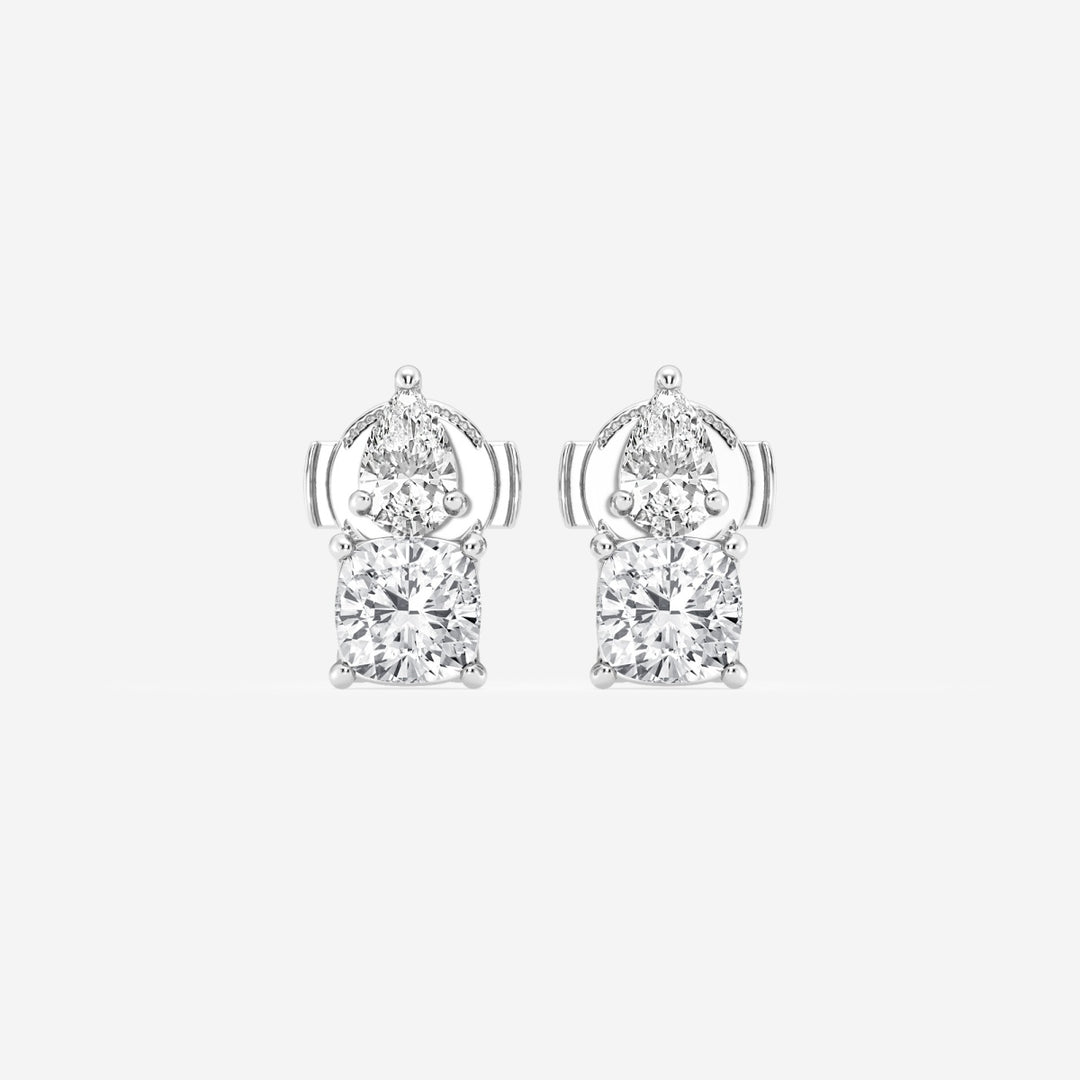 Pear & Cushion FG - VS2 Lab - Grown Diamond Two Stone Earrings - Doozy Diamonds