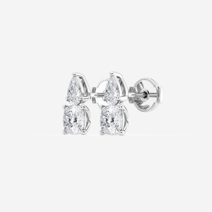 Pear & Cushion FG - VS2 Lab - Grown Diamond Two Stone Earrings - Doozy Diamonds