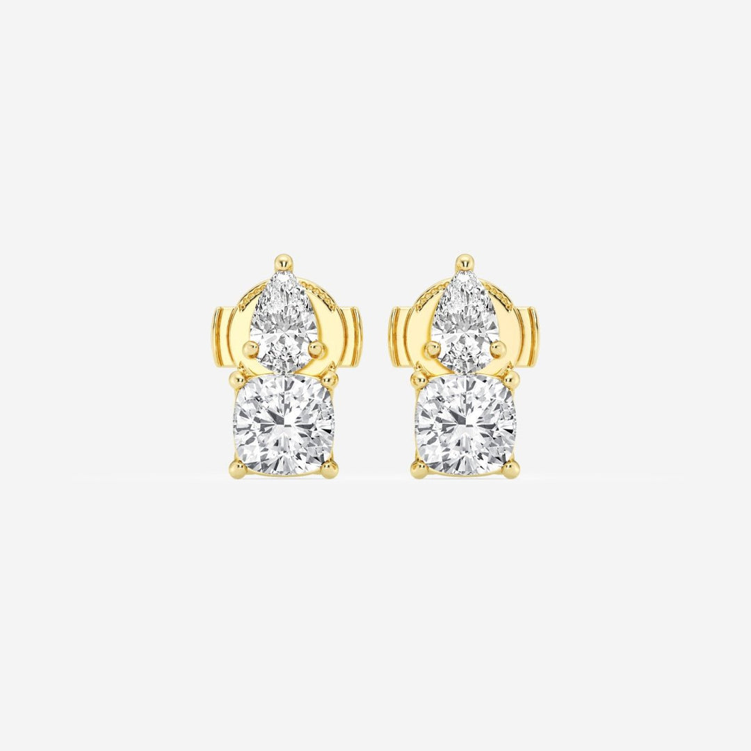 Pear & Cushion FG - VS2 Lab - Grown Diamond Two Stone Earrings - Doozy Diamonds