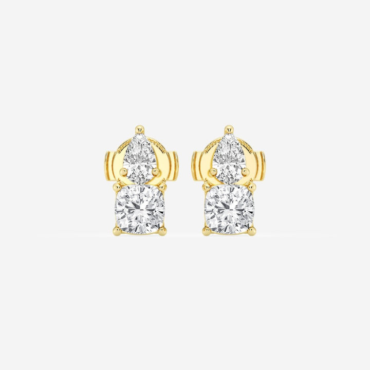 Pear & Cushion FG - VS2 Lab - Grown Diamond Two Stone Earrings - Doozy Diamonds