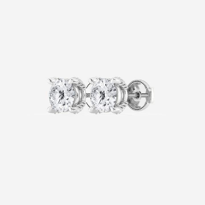 Round FG - VS2 Lab - Grown Diamond Bridge Stud Earrings For Women - Doozy Diamonds